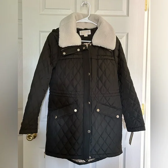 Women’s Faux-Fur-Collar Quilted Coat by Michael Kors - Picture 1 of 15